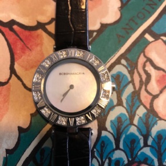BCBG MAXAZRIA Pearl Dial Crystalized Leather Watch - Picture 2 of 3